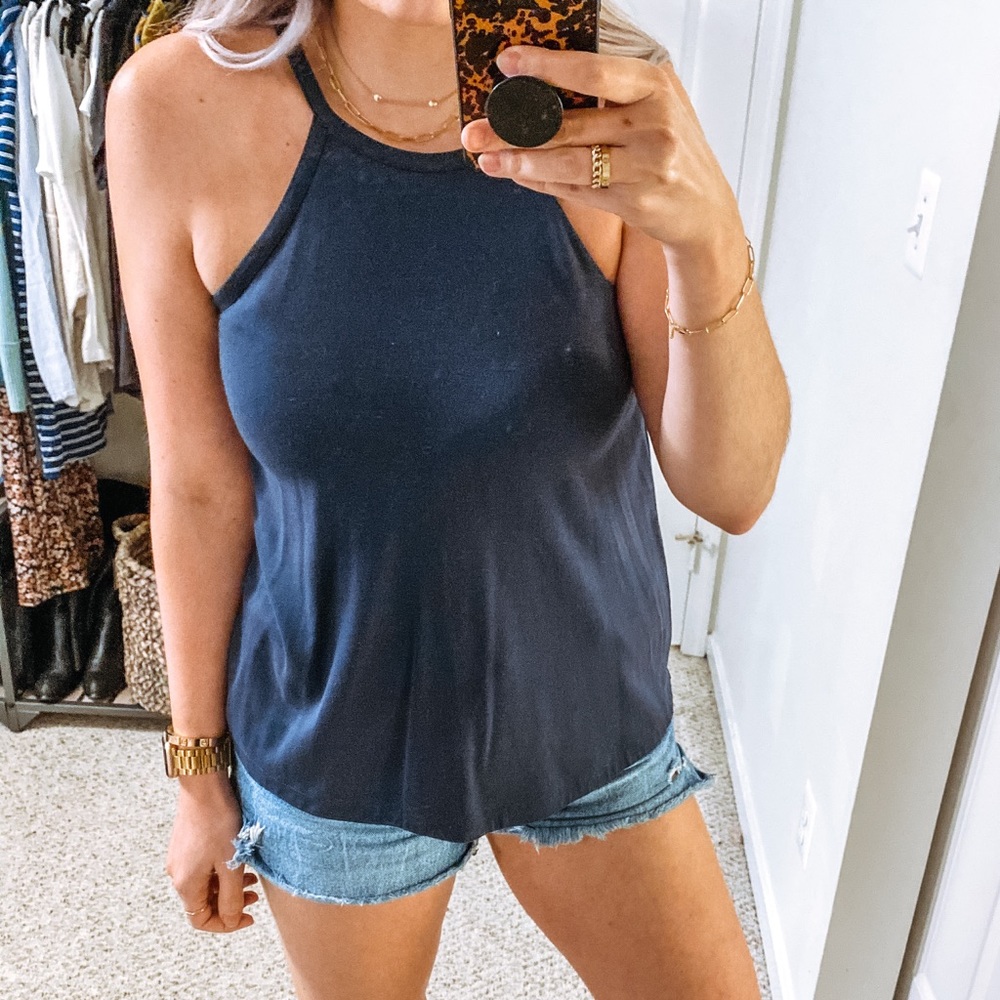Loft ▪️High Neck Halter Navy Tank